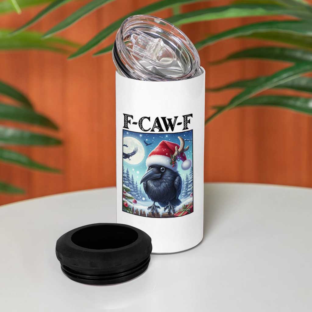 F Caw F Christmas Raven 4 in 1 Can Cooler Tumbler Funny Bird Lover Gift - Wonder Print Shop
