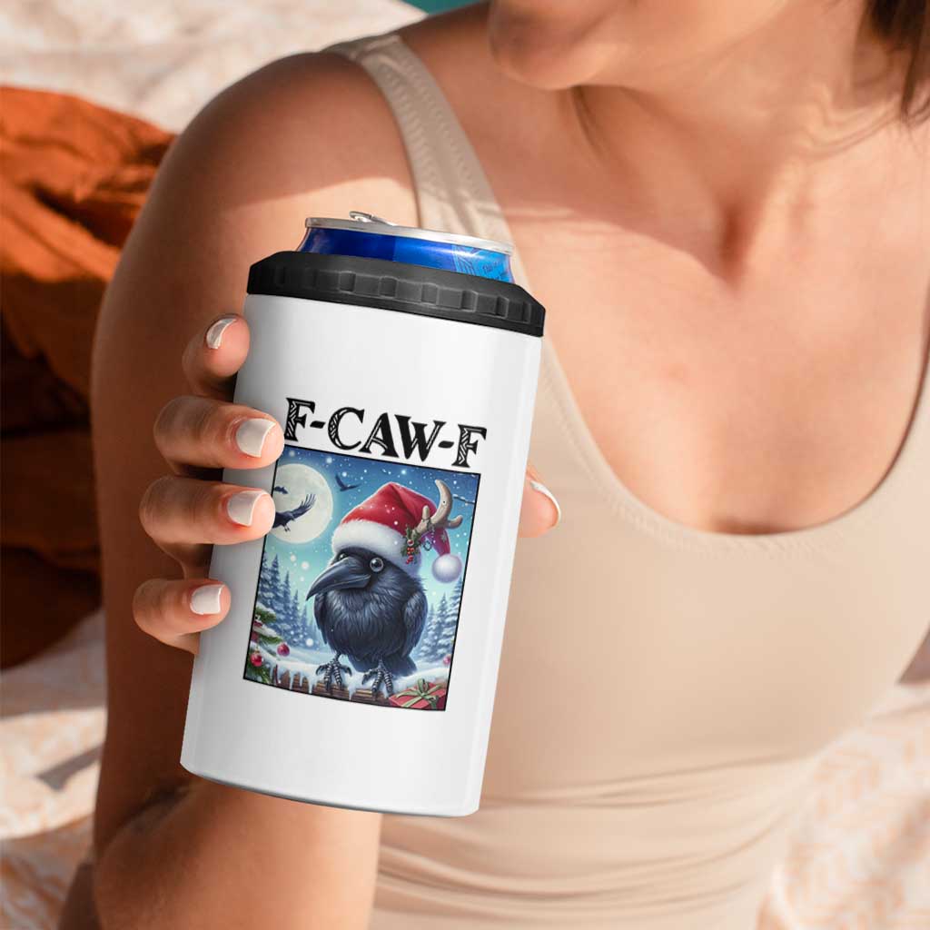 F Caw F Christmas Raven 4 in 1 Can Cooler Tumbler Funny Bird Lover Gift - Wonder Print Shop