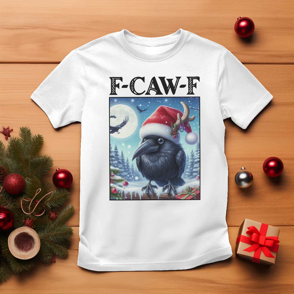 F Caw F Christmas Raven T Shirt Funny Bird Lover Gift - Wonder Print Shop