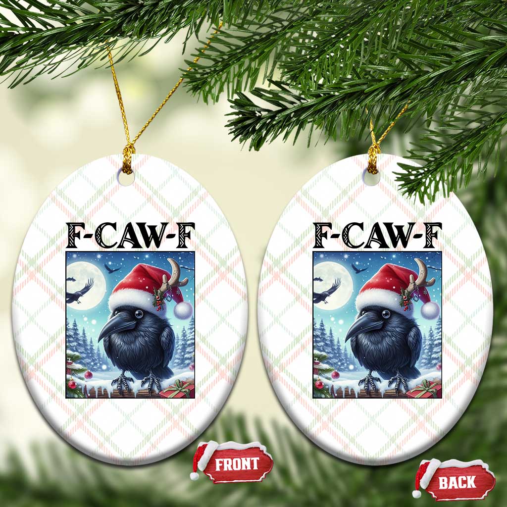 F Caw F Xmas Raven Ceramic Ornament Funny Bird Lover Gift - Wonder Print Shop