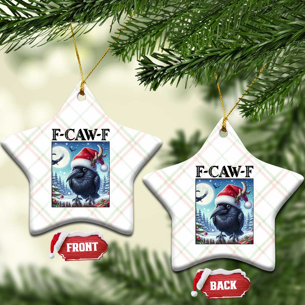 F Caw F Xmas Raven Ceramic Ornament Funny Bird Lover Gift - Wonder Print Shop