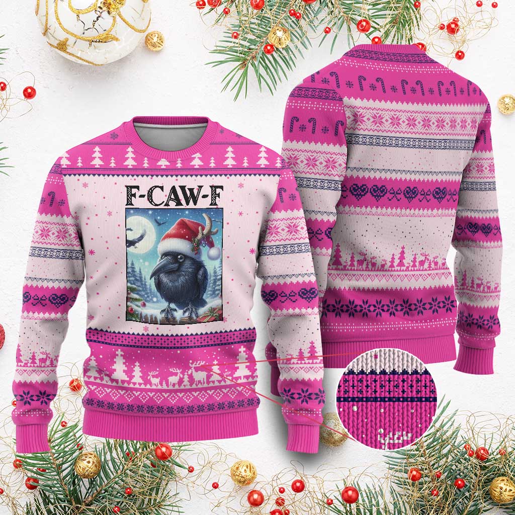 F Caw F Xmas Raven Ugly Christmas Sweater Funny Bird Lover Gift - Wonder Print Shop