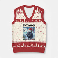 F Caw F Xmas Raven V-Neck Knit Sweater Vest Funny Bird Lover Gift - Wonder Print Shop