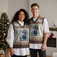 F Caw F Xmas Raven V-Neck Knit Sweater Vest Funny Bird Lover Gift - Wonder Print Shop