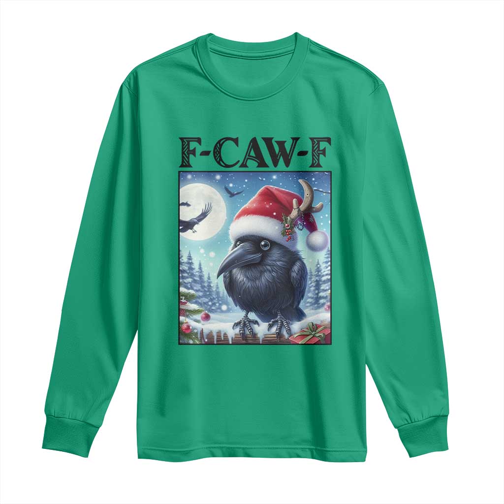 F Caw F Christmas Raven Long Sleeve Shirt Funny Bird Lover Gift - Wonder Print Shop