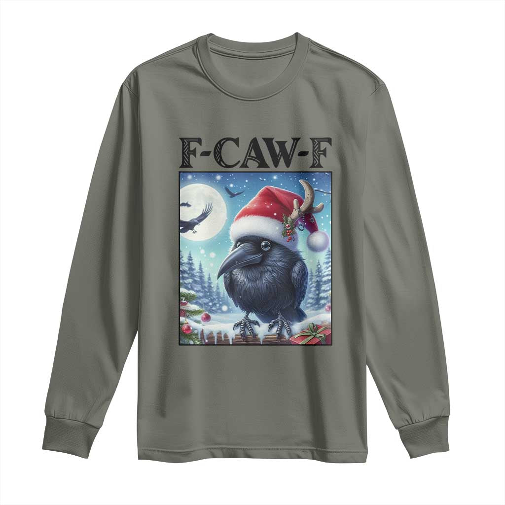 F Caw F Christmas Raven Long Sleeve Shirt Funny Bird Lover Gift - Wonder Print Shop
