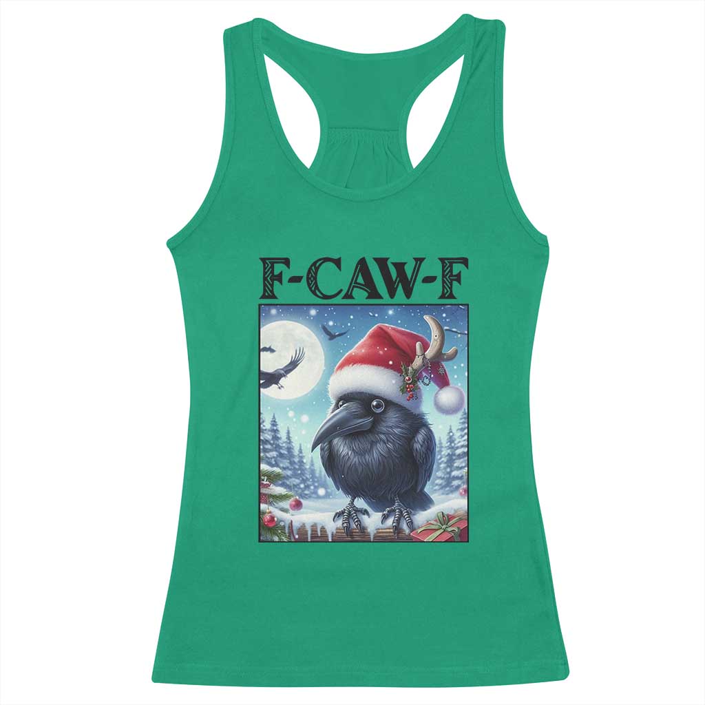 F Caw F Christmas Raven Racerback Tank Top Funny Bird Lover Gift - Wonder Print Shop