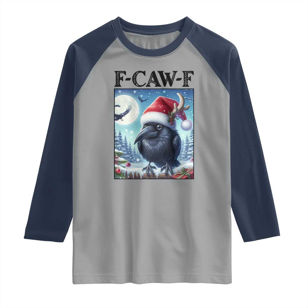 F Caw F Christmas Raven Raglan Shirt Funny Bird Lover Gift - Wonder Print Shop