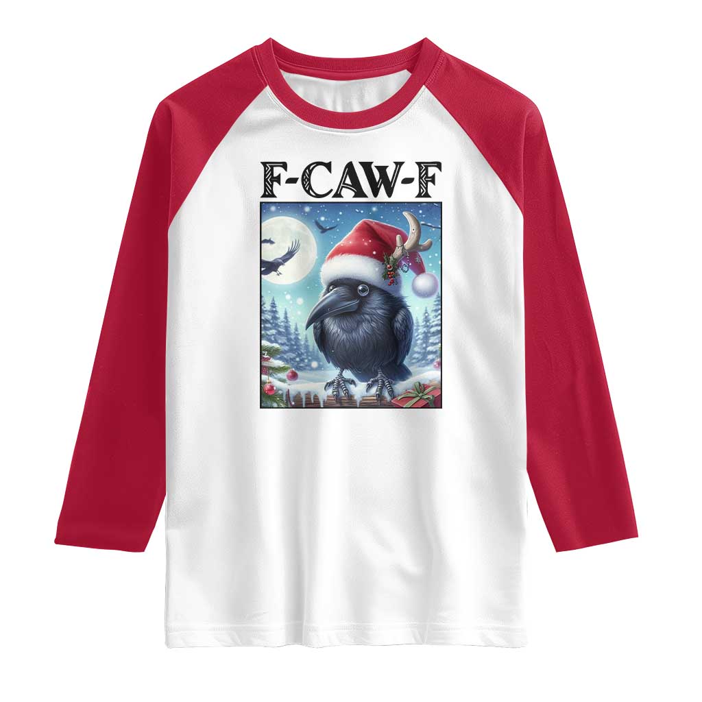 F Caw F Christmas Raven Raglan Shirt Funny Bird Lover Gift - Wonder Print Shop