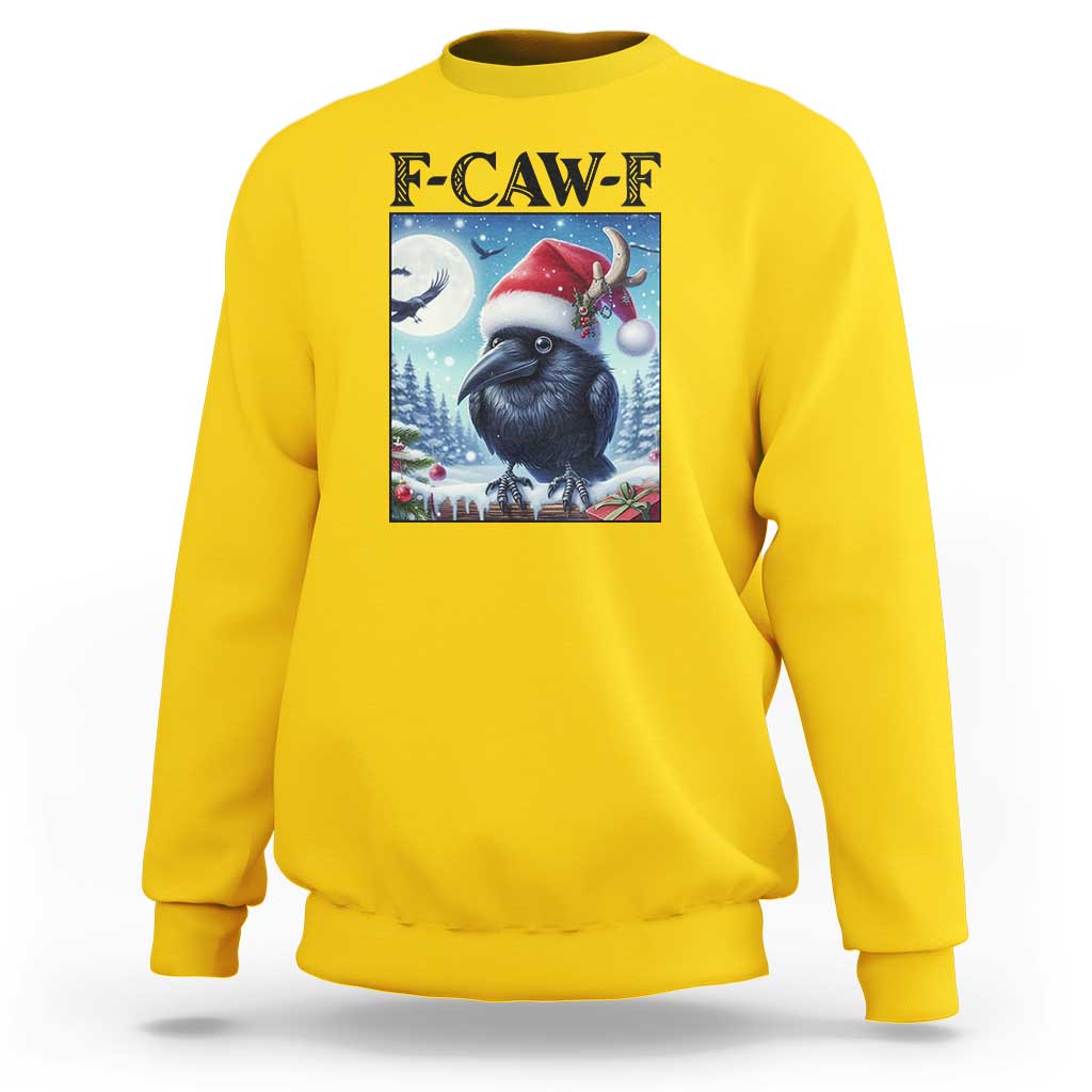 F Caw F Christmas Raven Sweatshirt Funny Bird Lover Gift - Wonder Print Shop