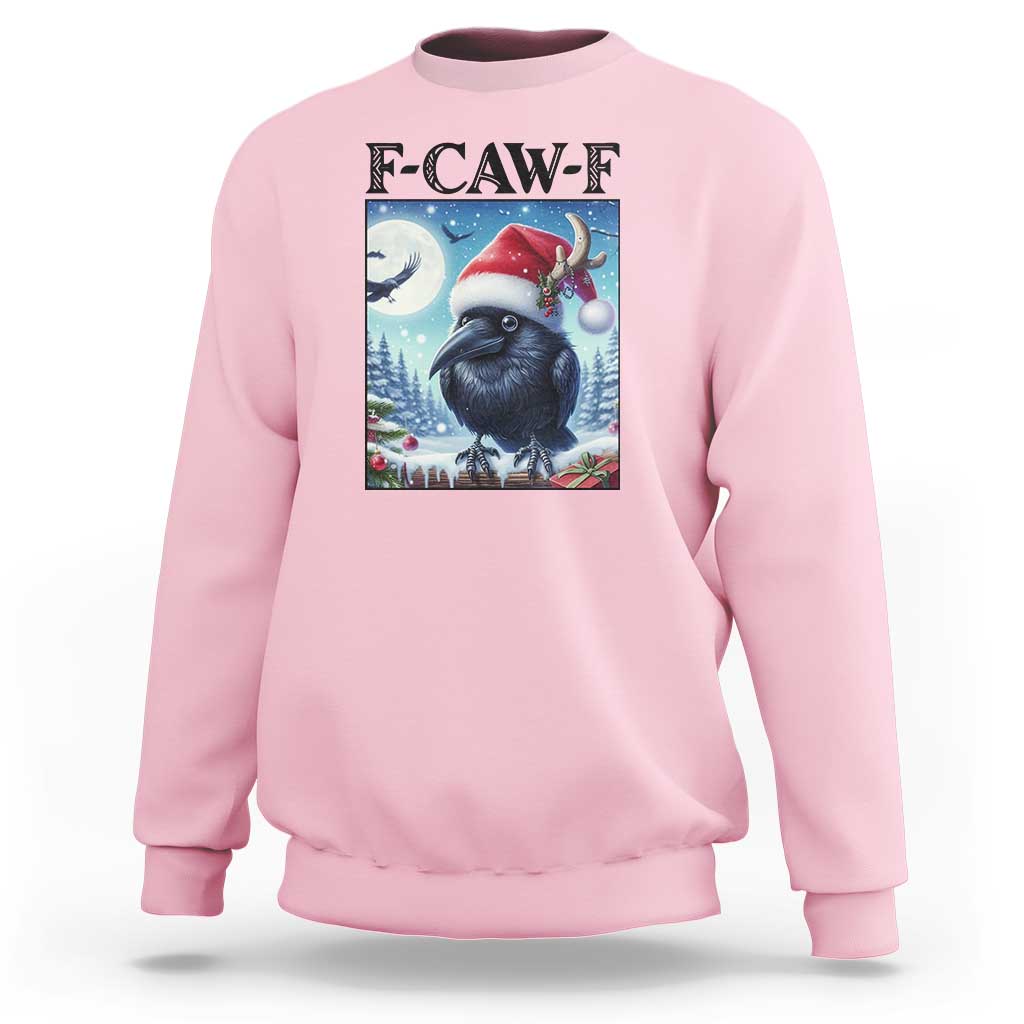 F Caw F Christmas Raven Sweatshirt Funny Bird Lover Gift - Wonder Print Shop