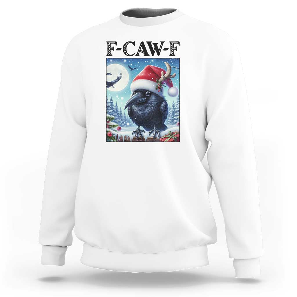 F Caw F Christmas Raven Sweatshirt Funny Bird Lover Gift - Wonder Print Shop