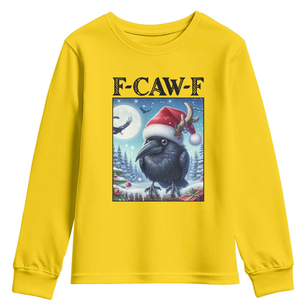 F Caw F Christmas Raven Youth Sweatshirt Funny Bird Lover Gift - Wonder Print Shop