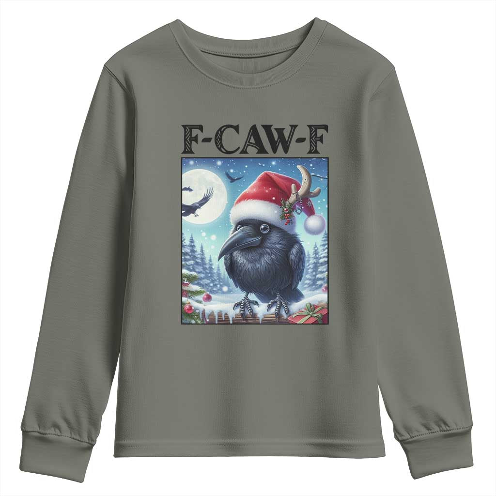 F Caw F Christmas Raven Youth Sweatshirt Funny Bird Lover Gift - Wonder Print Shop