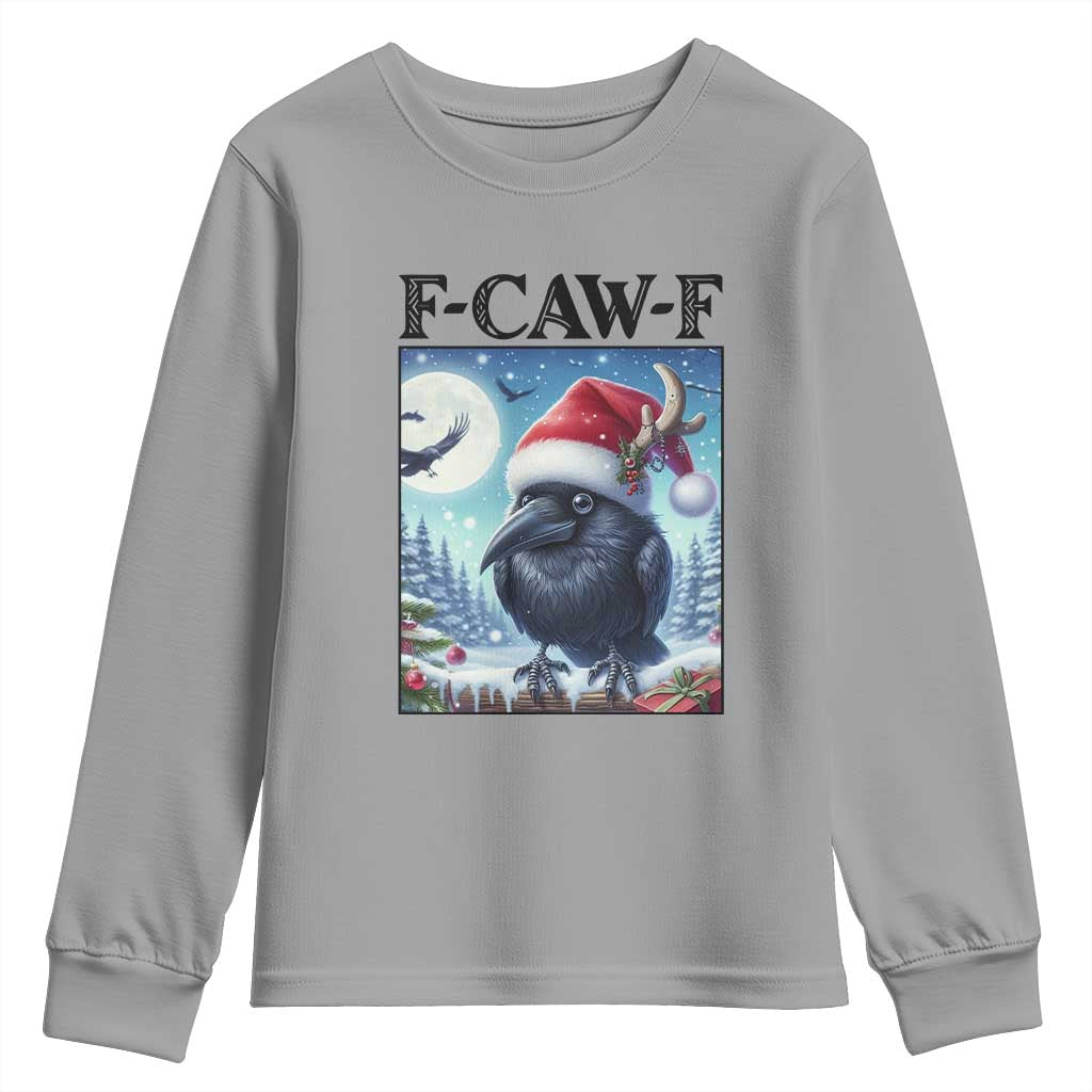 F Caw F Christmas Raven Youth Sweatshirt Funny Bird Lover Gift - Wonder Print Shop
