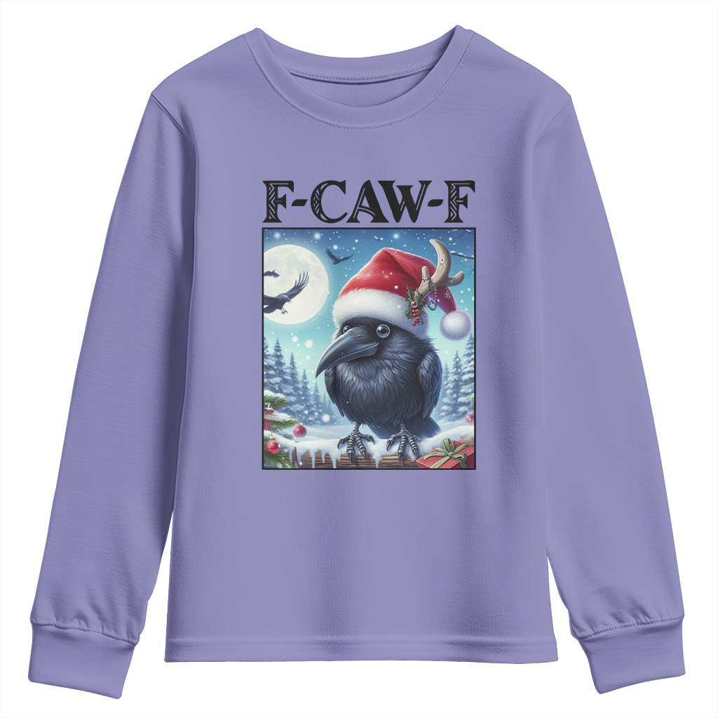 F Caw F Christmas Raven Youth Sweatshirt Funny Bird Lover Gift - Wonder Print Shop