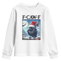 F Caw F Christmas Raven Youth Sweatshirt Funny Bird Lover Gift - Wonder Print Shop