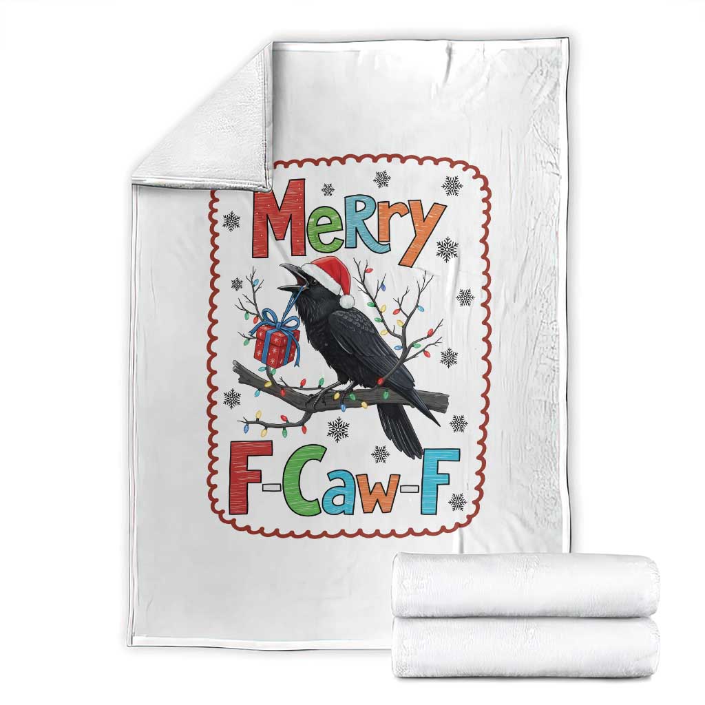 Funny Christmas Santa Raven Throw Blanket Merry F Caw F Joke Gift - Wonder Print Shop