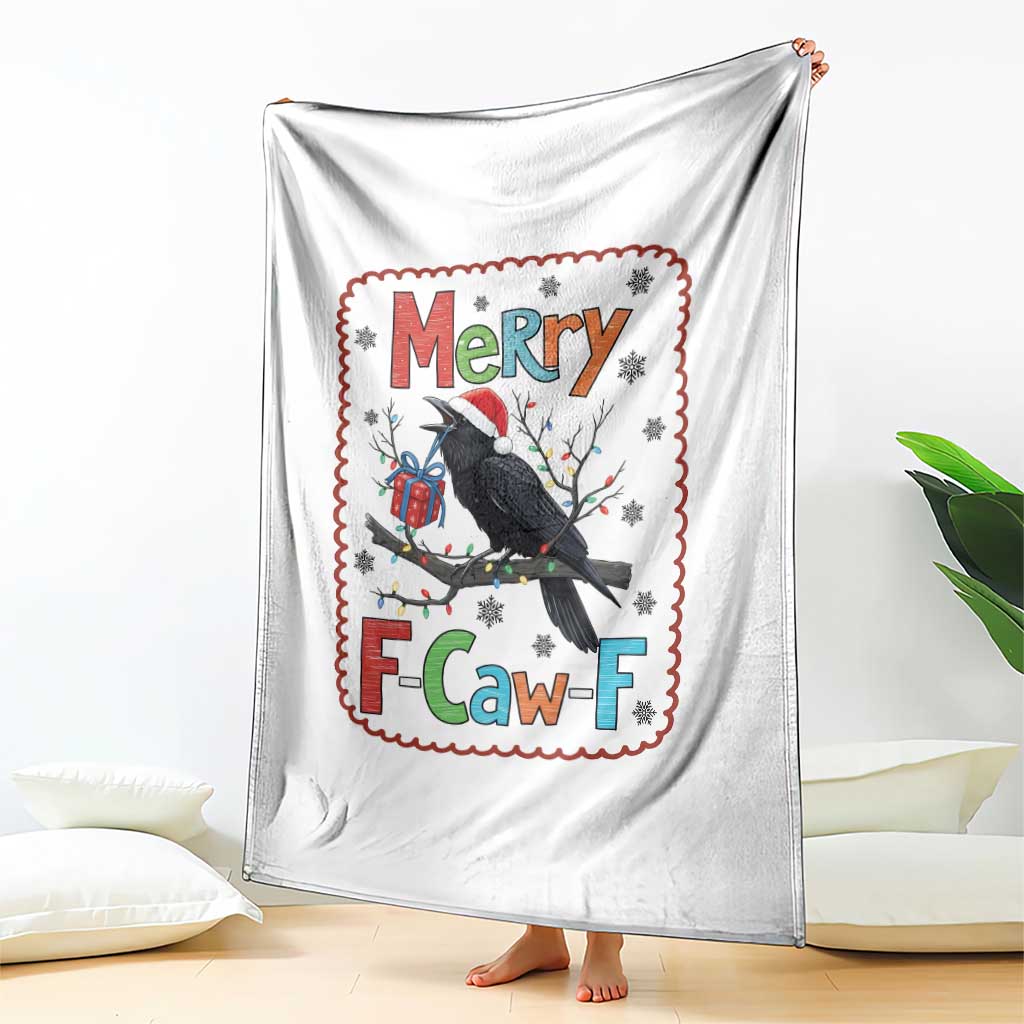 Funny Christmas Santa Raven Throw Blanket Merry F Caw F Joke Gift - Wonder Print Shop