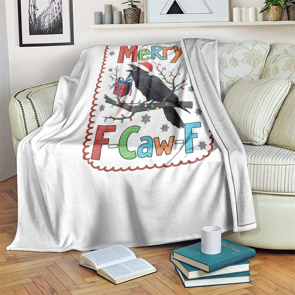 Funny Christmas Santa Raven Throw Blanket Merry F Caw F Joke Gift - Wonder Print Shop