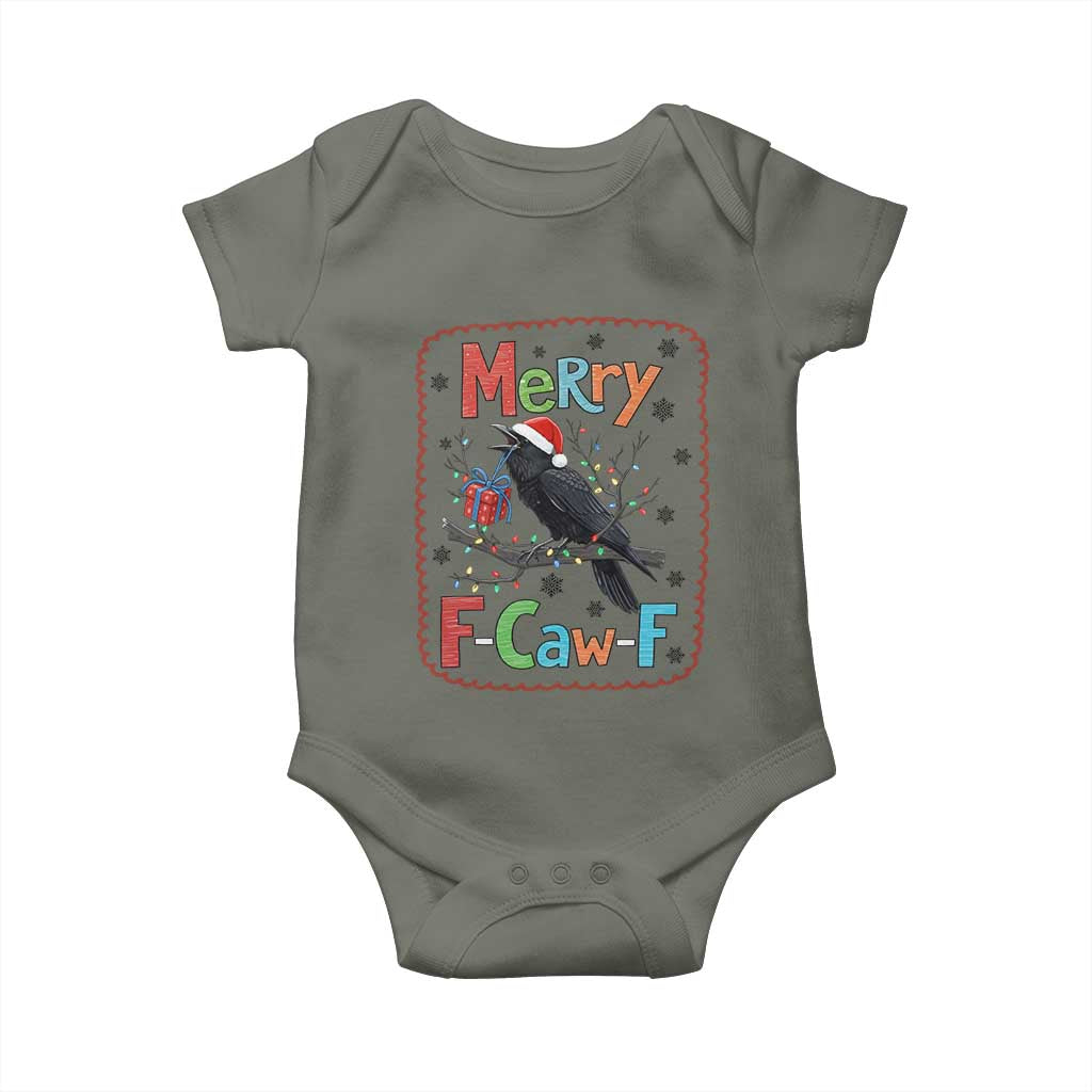 Funny Christmas Santa Raven Baby Onesie Merry F Caw F Joke Gift - Wonder Print Shop