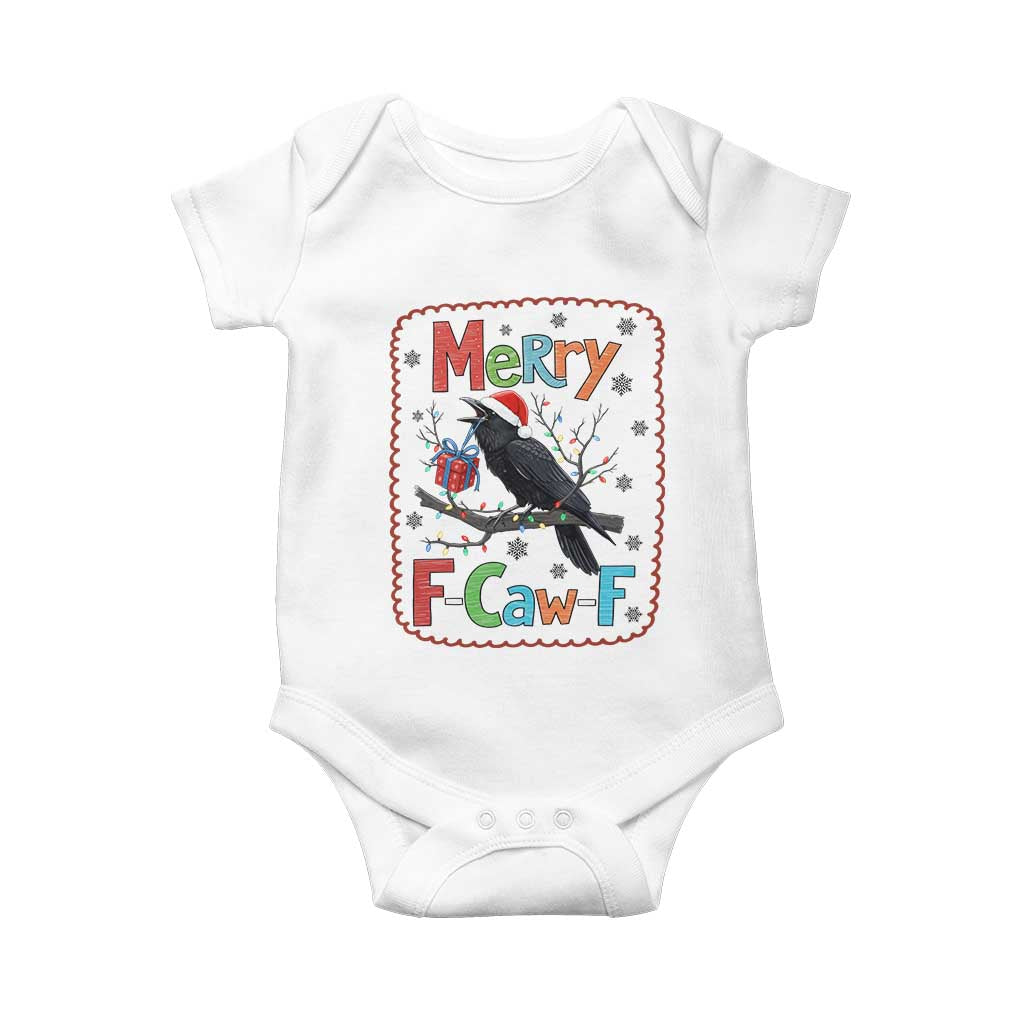 Funny Christmas Santa Raven Baby Onesie Merry F Caw F Joke Gift - Wonder Print Shop