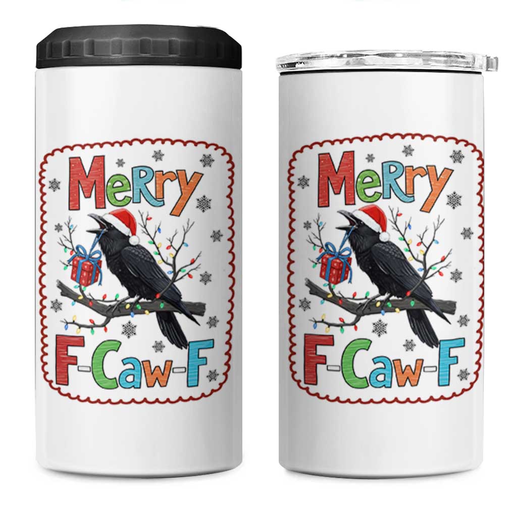 Funny Christmas Santa Raven 4 in 1 Can Cooler Tumbler Merry F Caw F Joke Gift - Wonder Print Shop