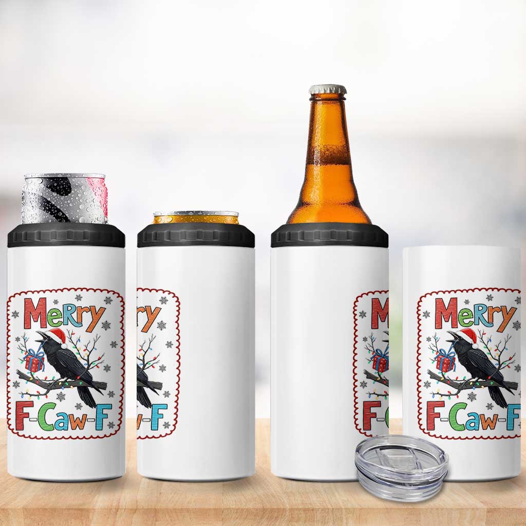Funny Christmas Santa Raven 4 in 1 Can Cooler Tumbler Merry F Caw F Joke Gift - Wonder Print Shop