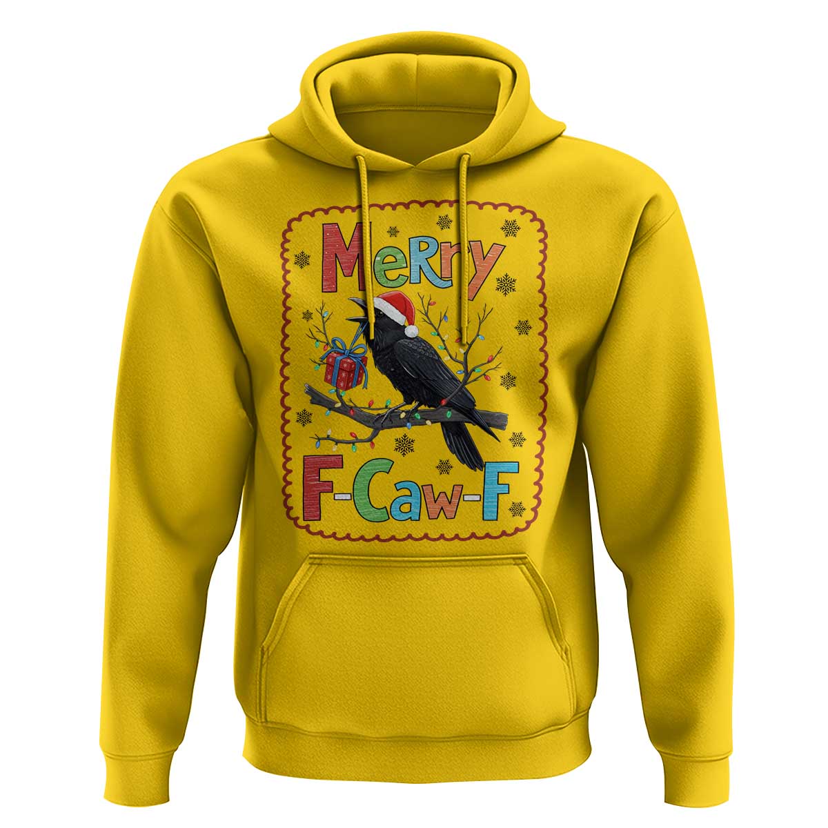 Funny Christmas Santa Raven Hoodie Merry F Caw F Joke Gift - Wonder Print Shop
