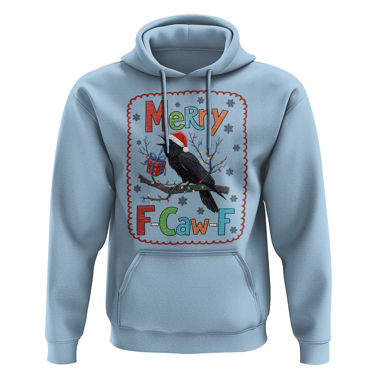 Funny Christmas Santa Raven Hoodie Merry F Caw F Joke Gift - Wonder Print Shop