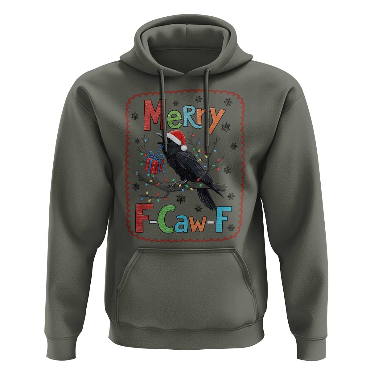 Funny Christmas Santa Raven Hoodie Merry F Caw F Joke Gift - Wonder Print Shop