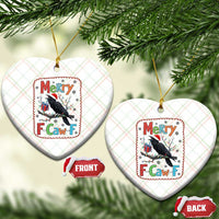 Funny Xmas Santa Raven Ceramic Ornament Merry F Caw F Joke Gift - Wonder Print Shop