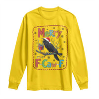 Funny Christmas Santa Raven Long Sleeve Shirt Merry F Caw F Joke Gift - Wonder Print Shop