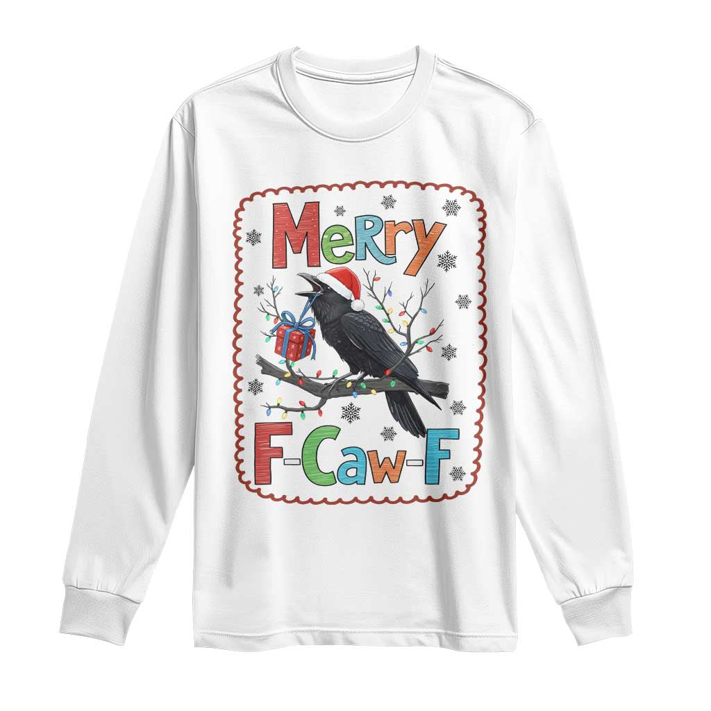 Funny Christmas Santa Raven Long Sleeve Shirt Merry F Caw F Joke Gift - Wonder Print Shop