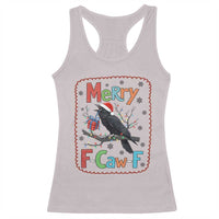 Funny Christmas Santa Raven Racerback Tank Top Merry F Caw F Joke Gift - Wonder Print Shop