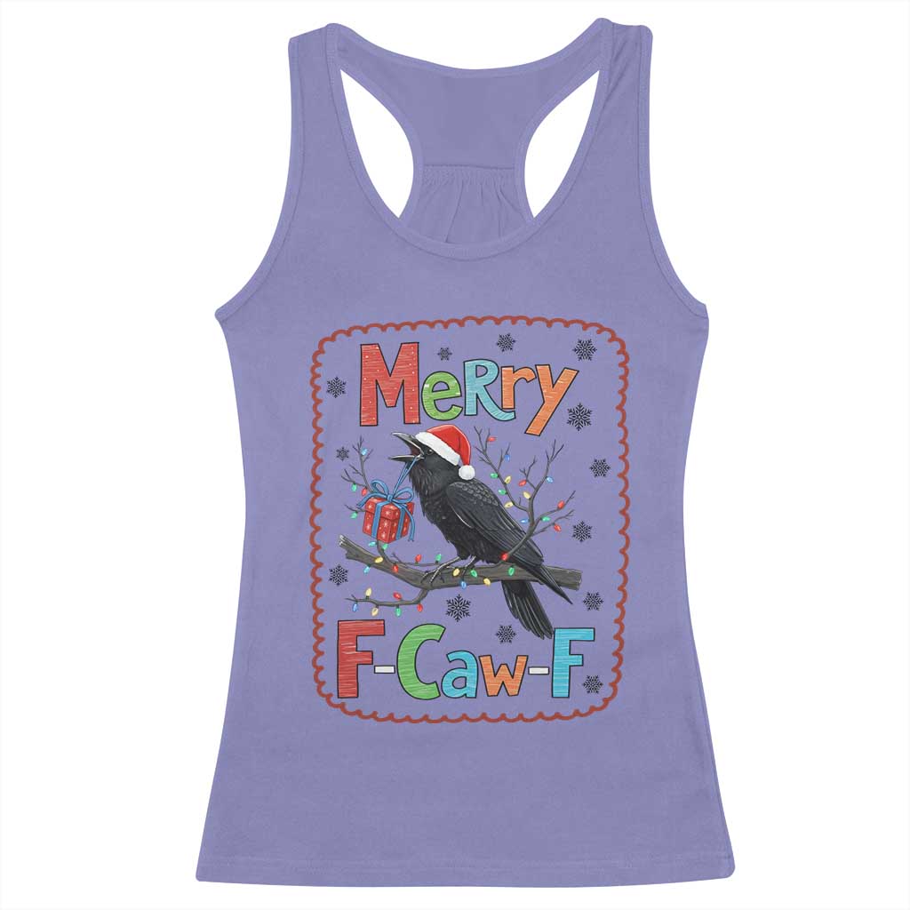 Funny Christmas Santa Raven Racerback Tank Top Merry F Caw F Joke Gift - Wonder Print Shop