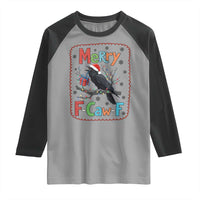 Funny Christmas Santa Raven Raglan Shirt Merry F Caw F Joke Gift - Wonder Print Shop
