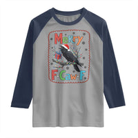 Funny Christmas Santa Raven Raglan Shirt Merry F Caw F Joke Gift - Wonder Print Shop