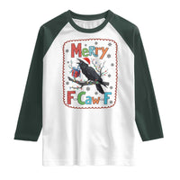 Funny Christmas Santa Raven Raglan Shirt Merry F Caw F Joke Gift - Wonder Print Shop