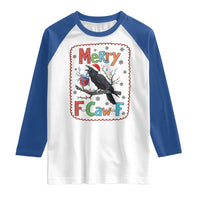 Funny Christmas Santa Raven Raglan Shirt Merry F Caw F Joke Gift - Wonder Print Shop