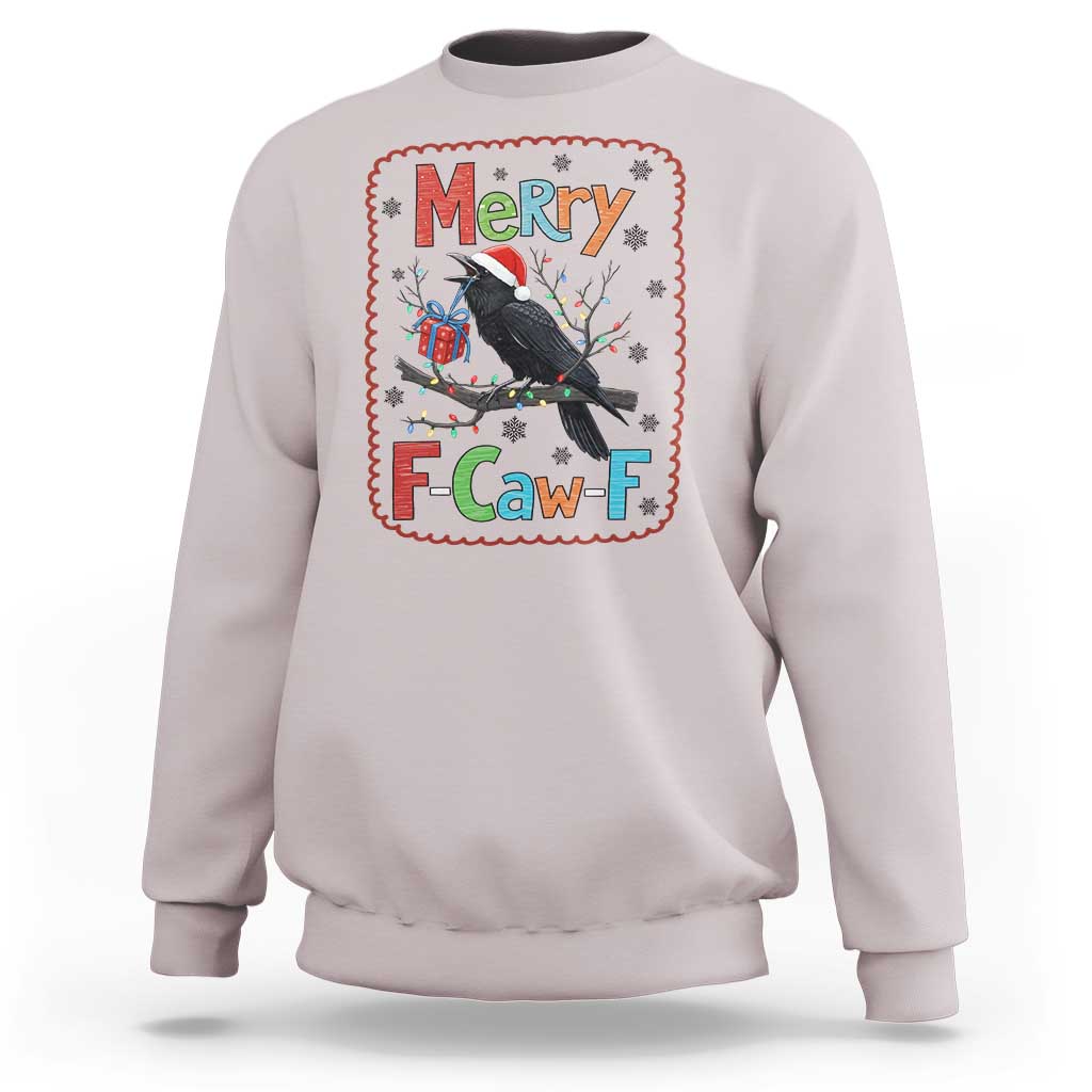 Funny Christmas Santa Raven Sweatshirt Merry F Caw F Joke Gift - Wonder Print Shop