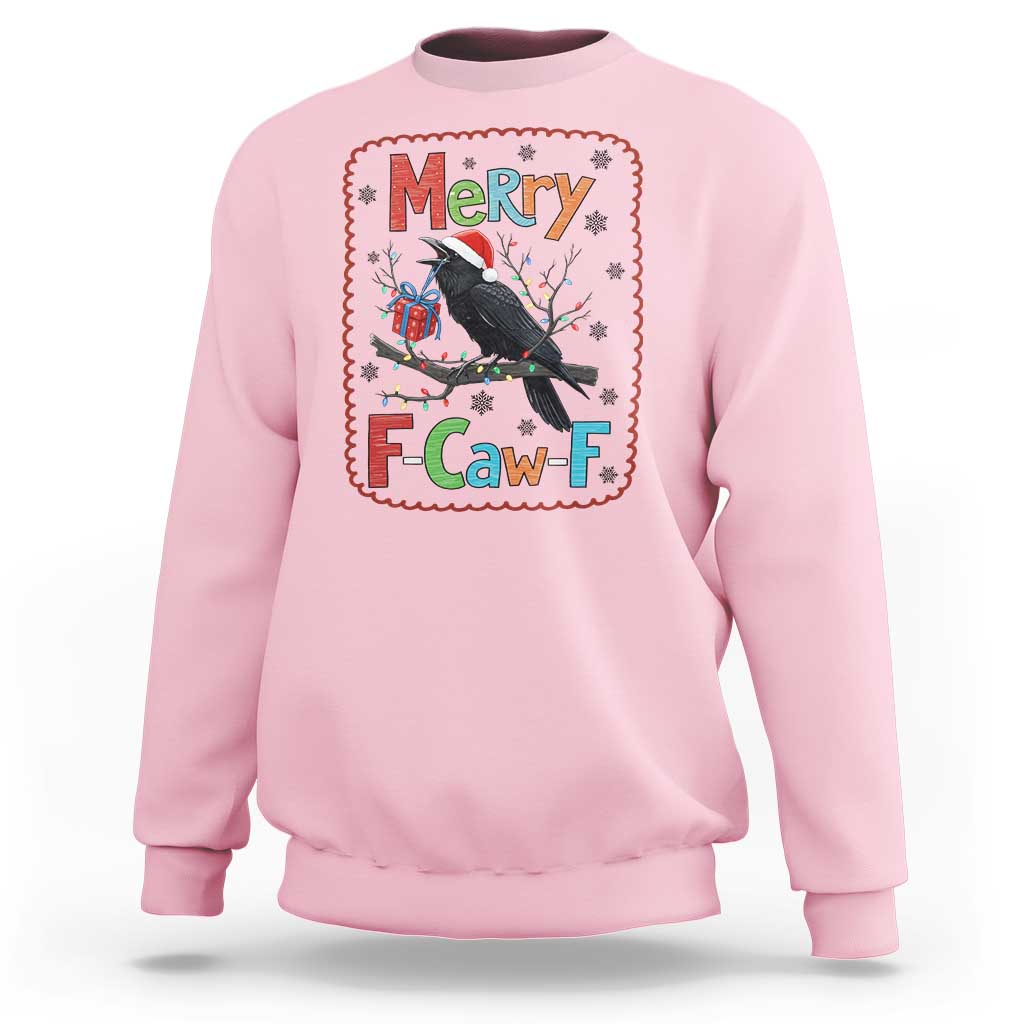 Funny Christmas Santa Raven Sweatshirt Merry F Caw F Joke Gift - Wonder Print Shop