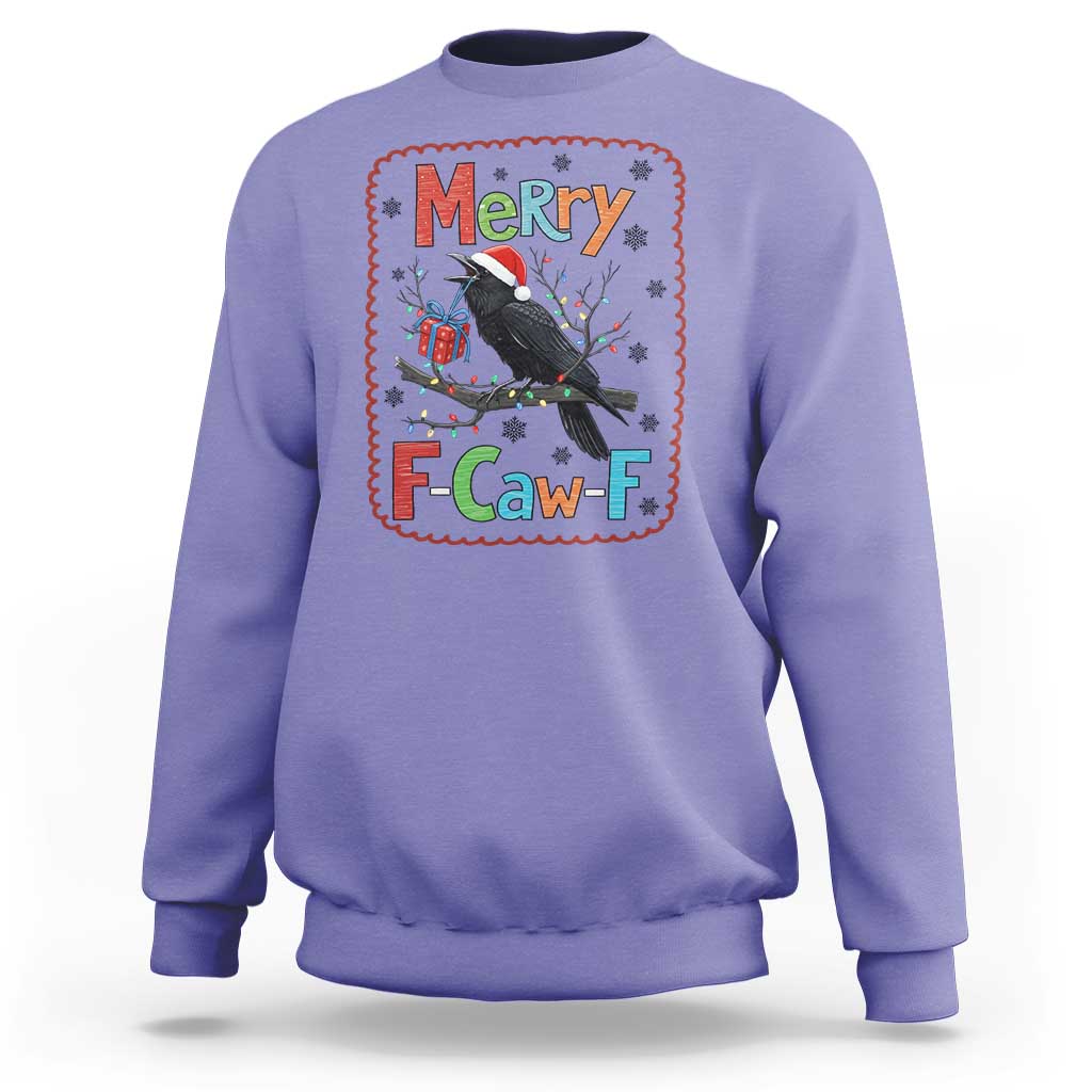 Funny Christmas Santa Raven Sweatshirt Merry F Caw F Joke Gift - Wonder Print Shop