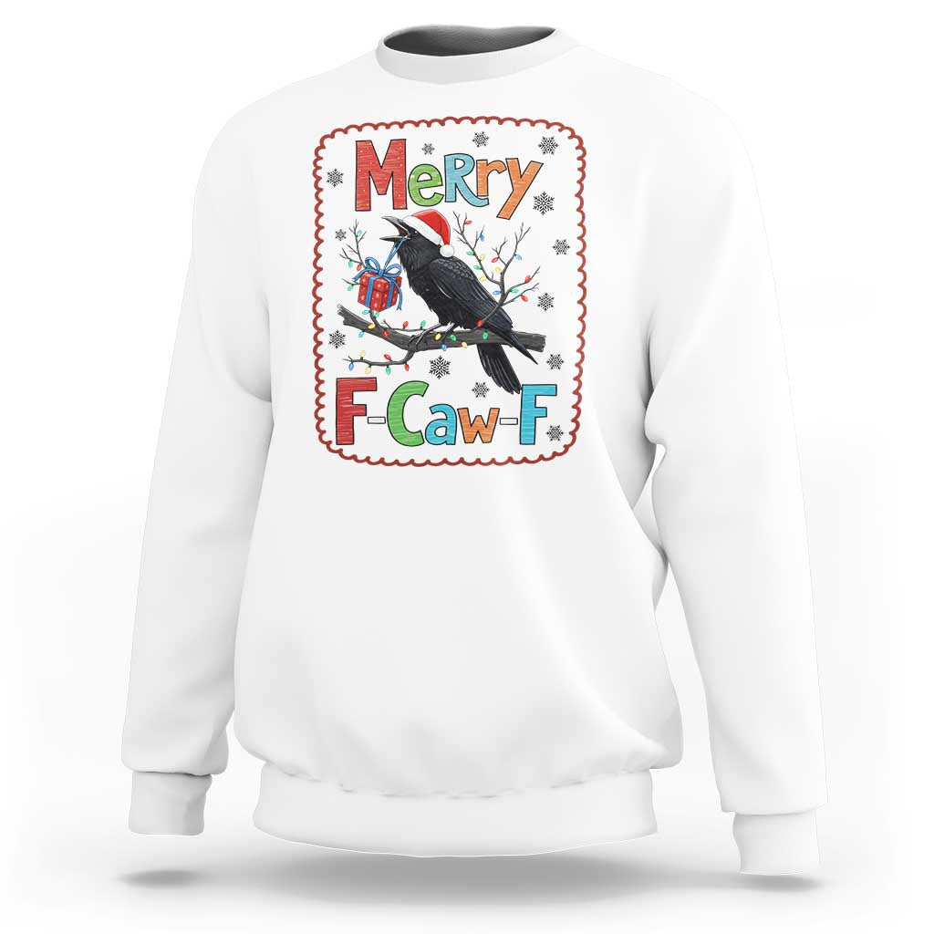 Funny Christmas Santa Raven Sweatshirt Merry F Caw F Joke Gift - Wonder Print Shop