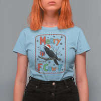 Funny Christmas Santa Raven T Shirt For Women Merry F Caw F Joke Gift - Wonder Print Shop
