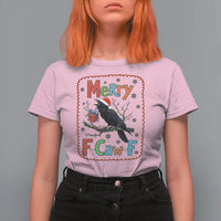 Funny Christmas Santa Raven T Shirt For Women Merry F Caw F Joke Gift - Wonder Print Shop