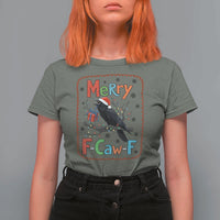 Funny Christmas Santa Raven T Shirt For Women Merry F Caw F Joke Gift - Wonder Print Shop