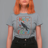 Funny Christmas Santa Raven T Shirt For Women Merry F Caw F Joke Gift - Wonder Print Shop