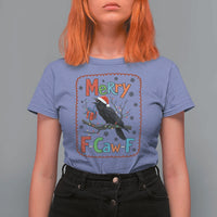Funny Christmas Santa Raven T Shirt For Women Merry F Caw F Joke Gift - Wonder Print Shop