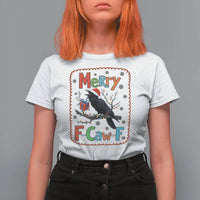 Funny Christmas Santa Raven T Shirt For Women Merry F Caw F Joke Gift - Wonder Print Shop